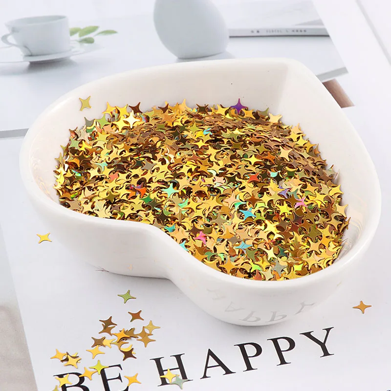 Ультратонкие Блестки для ногтей 4 мм с перекрещивающимися звездами блестки