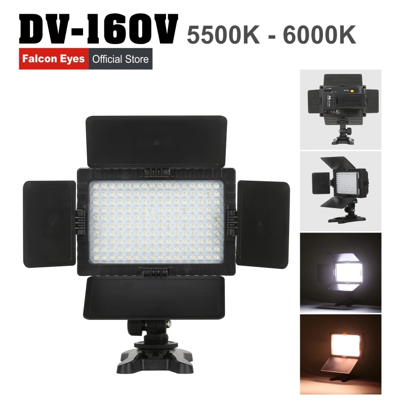 

FALCONEYES LED Video/Photo Fill Light On Camera Fotografia Portable For Canon Nikon Sony Panasonic DV Camcorder/DSLR DV-160V