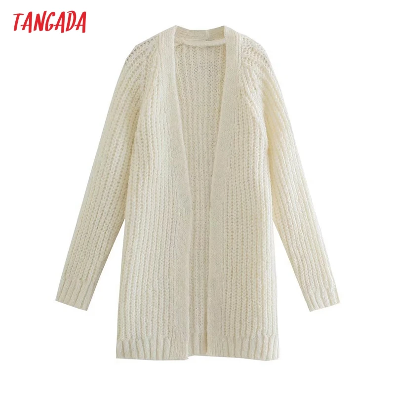

Tangada 2021 Autumn Winter Women Long Knitted Cardigan Sweater Jumper Vintage Long Sleeve Female Outerwear 3H870