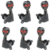 a set of 6pcs black electric guitar strings skull button tuning pegs keys tuner machine heads guitar parts guitar accessories