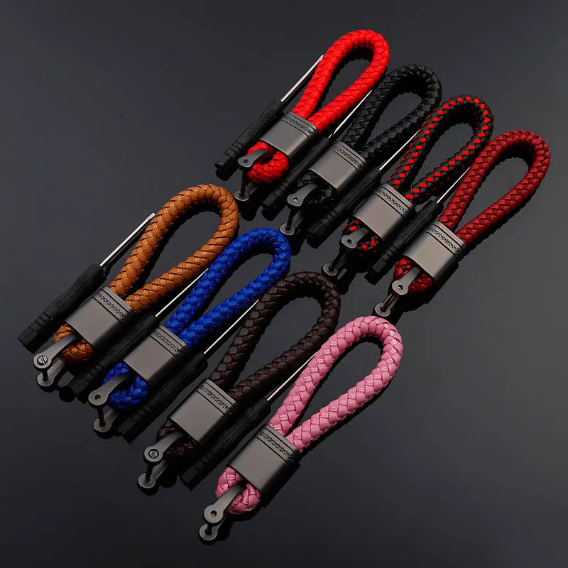 Тканый брелок кольцо для ключей Пряжка подковы металлический кожаный ремешок