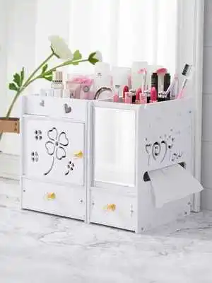 NEW Plastic Cosmetic Storage Box Home Desktop Drawer Mirror Dresser Boxes Makeup Skin Care Jewelry Lipstick Shelf Organizer Case | Дом и сад