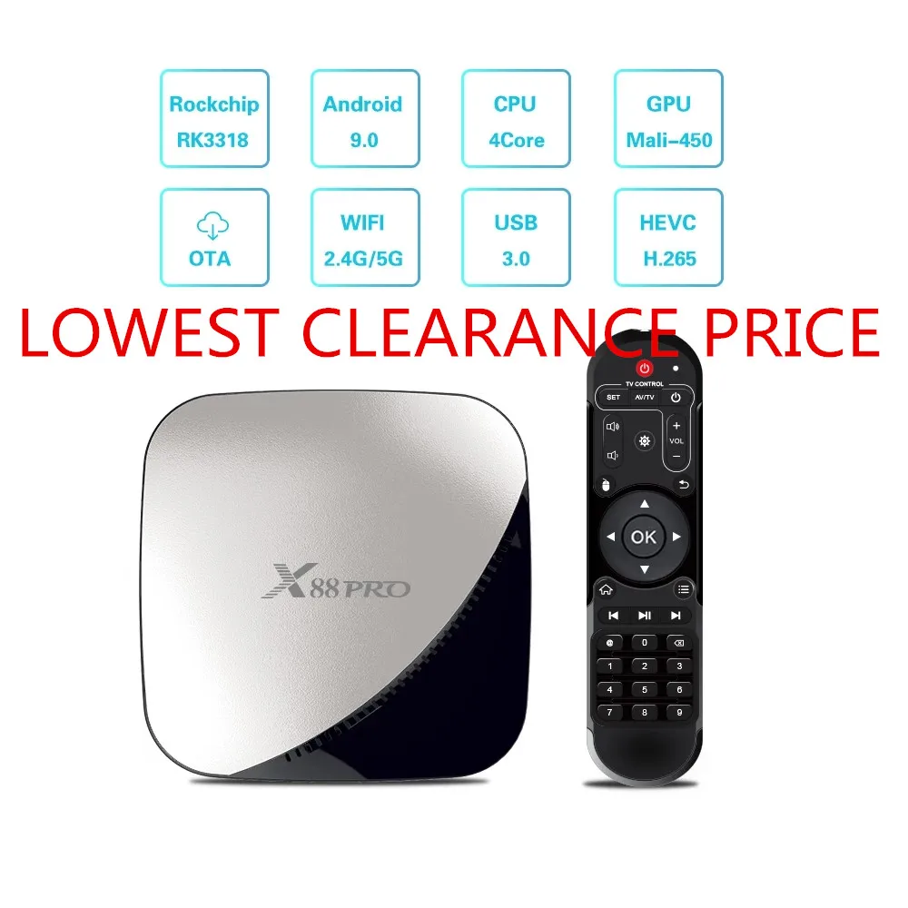 

BIG SALE X88 PRO Android 9.0 Smart TV Box 4G 32G Rockchip RK3318 Octa Core 5G Wifi 4K HD Set Top Box Google Media for YouTube