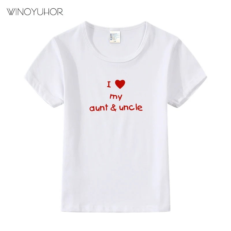 Детская футболка с надписью Я люблю мою тетую и дяню забавная для мальчиков