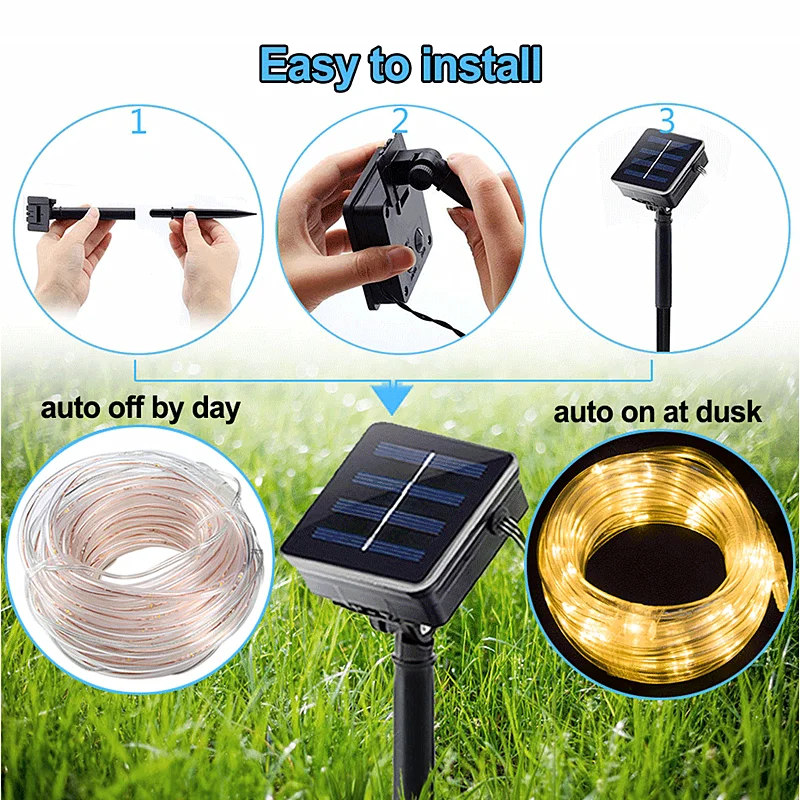 Светодиодный шланг для полива огорода двора солнечный светильник гирлянды 7M/12
