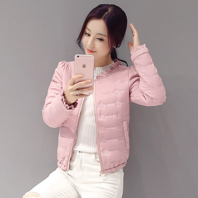 Женская Стеганая куртка новое тонкое пуховое хлопковое женское короткое зимнее