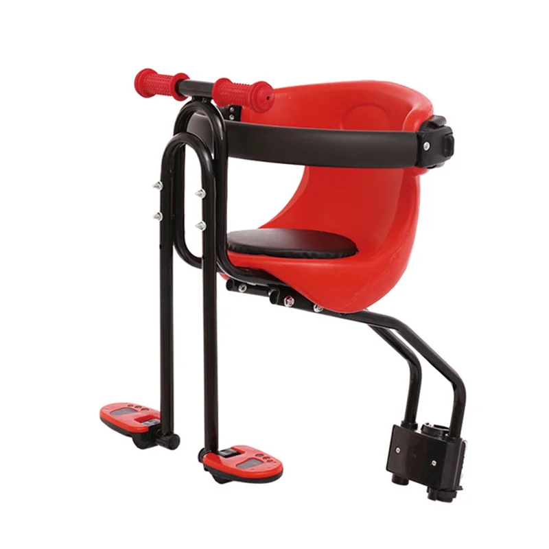 Bike Trailer Child Bicycle Seat Mountain-Bike Safe Carrier Front Saddle Cushion With  Backrest Foot Pedals Easy Install