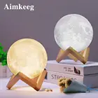 Светильник Aimkeeg с питанием от USB, 3D лампа в виде Луны с сенсорным управлением и сменой цветов, ночник для спальни, Декор для дома, креативный подарок