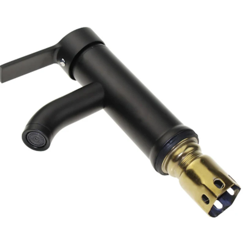 Смеситель для раковины с одной ручкой кран холодной и горячей воды черный