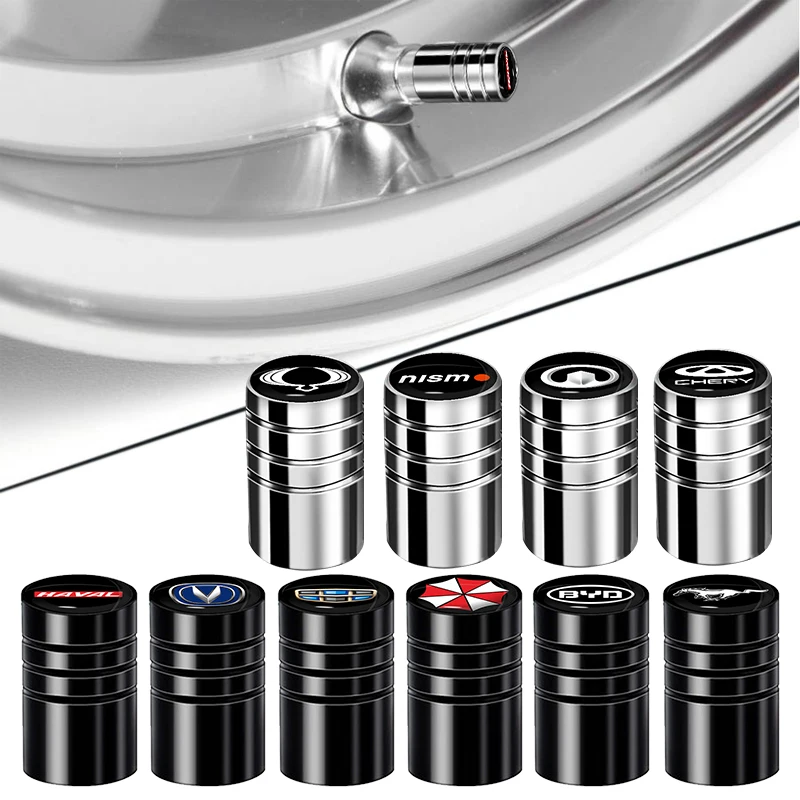 

4pcs Car Tire Valve Metal Round Black and White Valve Cap Shape for Lexus Is 220d Nx300h Ct200h Is250 Is300h 2021 Car Accessorie