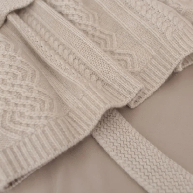 Повседневный теплый вязаный кардиган с отложным воротником и