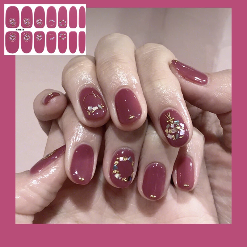 

14pcs/set Pearl Nail Stickers DIY Nail Art Decals Glitter Stickers Self Adhesive Nail Sticker Wraps Decorations for Beauty