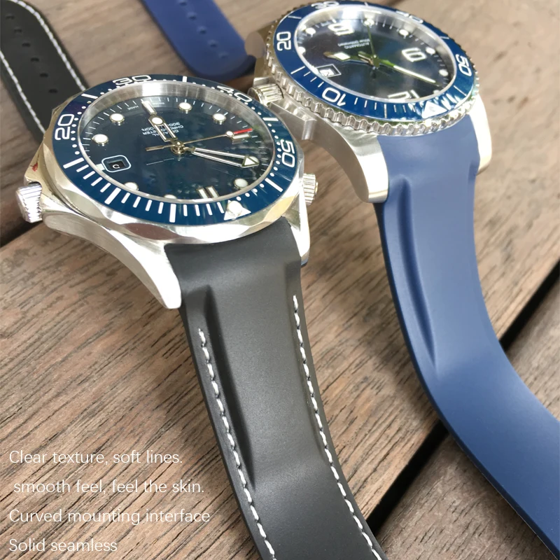 20mm 21mm 22mm 18mm Hight Quality Watch band for Omega Watch Seamaster 300 Planet Ocean Seiko SKX Rubber Silicone Longines Strap