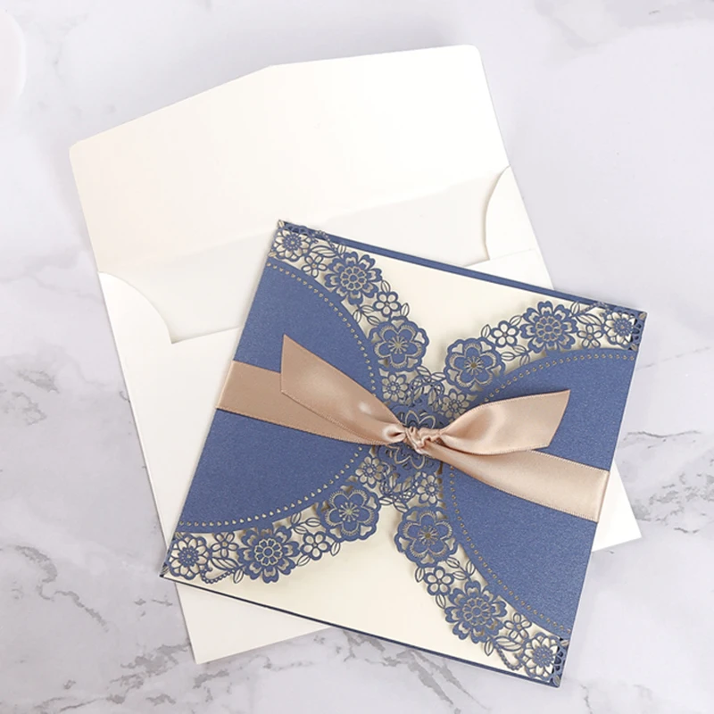50pcs Elegant Laser Cut Wedding Invitation Cards Business Birthday Greeting Personalized Decoration Party Supplies | Дом и сад