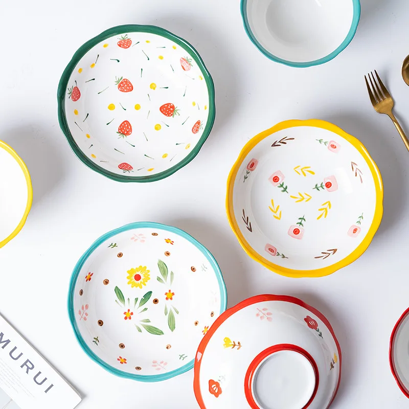 Подглазурная роспись вручную чаша с цветной поверхностью керамическая супница