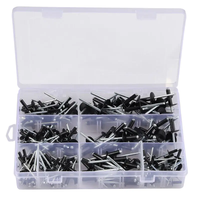 200 шт 8 18 мм алюминиевый сплав черные заклепки фиксатор крепления Ассорти