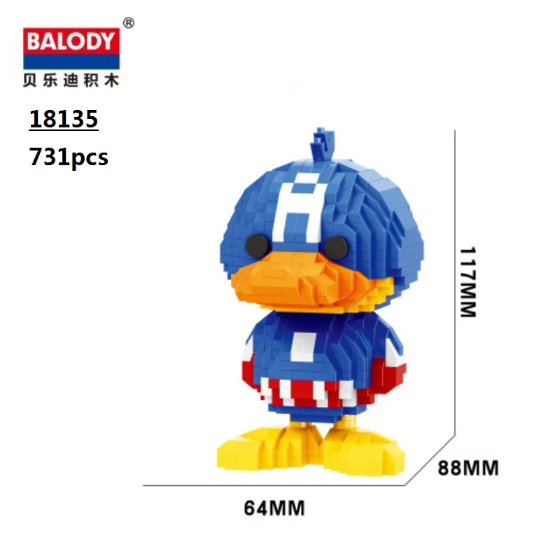 

Duck Diamond Blocks Captian Duck Cartoon Building Bricks Hero Duck Model Anime Auction Figure Girls Gifts Toys for Kids 18135