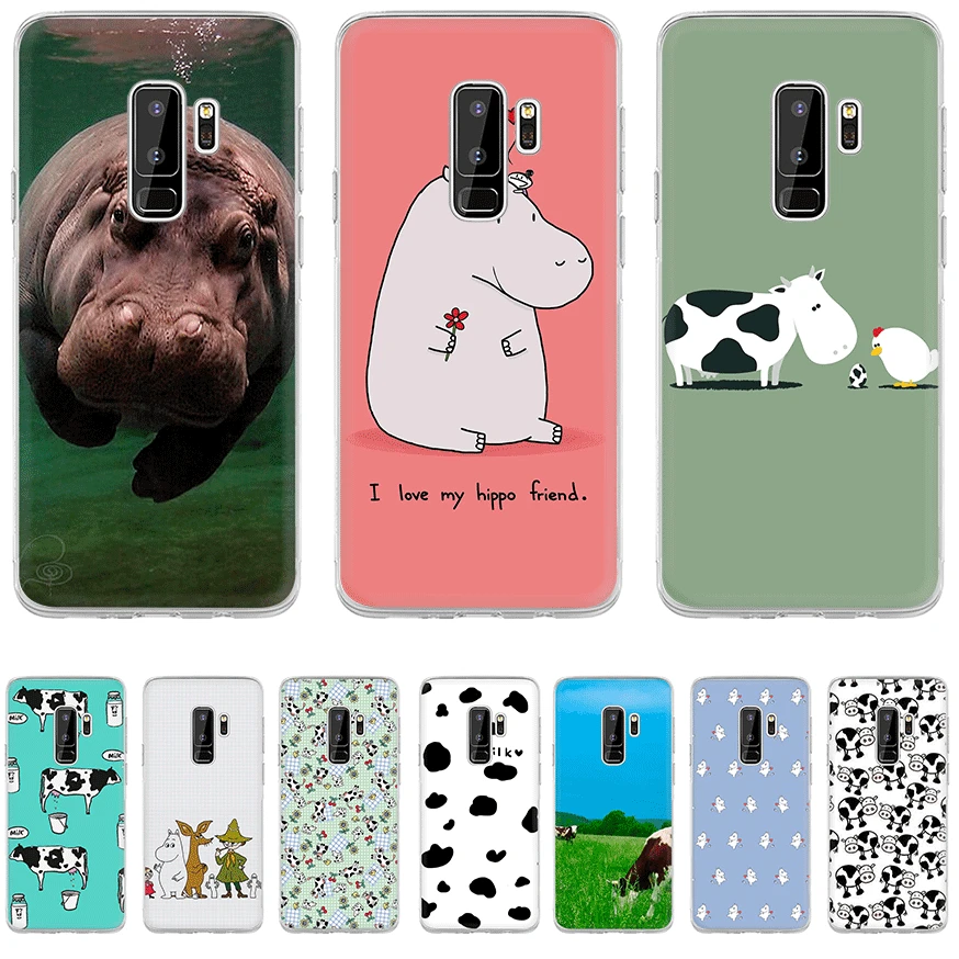 Phone Case For Samsung S3 S4 S5 S6 S7 Edge S8 S9 S10E S10Plus Note 8 9 M10 M20 M30 M40 Aninal Hippo Cow | Мобильные телефоны и