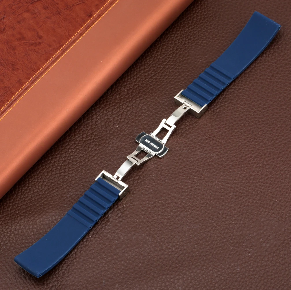 Синий 20 мм 22 24 силиконовый ремешок мягкий сменный модный браслет спортивный