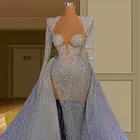 Блестящие вечерние платья с длинным рукавом 2021, платье-русалка в арабском стиле, официальное платье знаменитости для женщин, роскошные наряды для конкурса