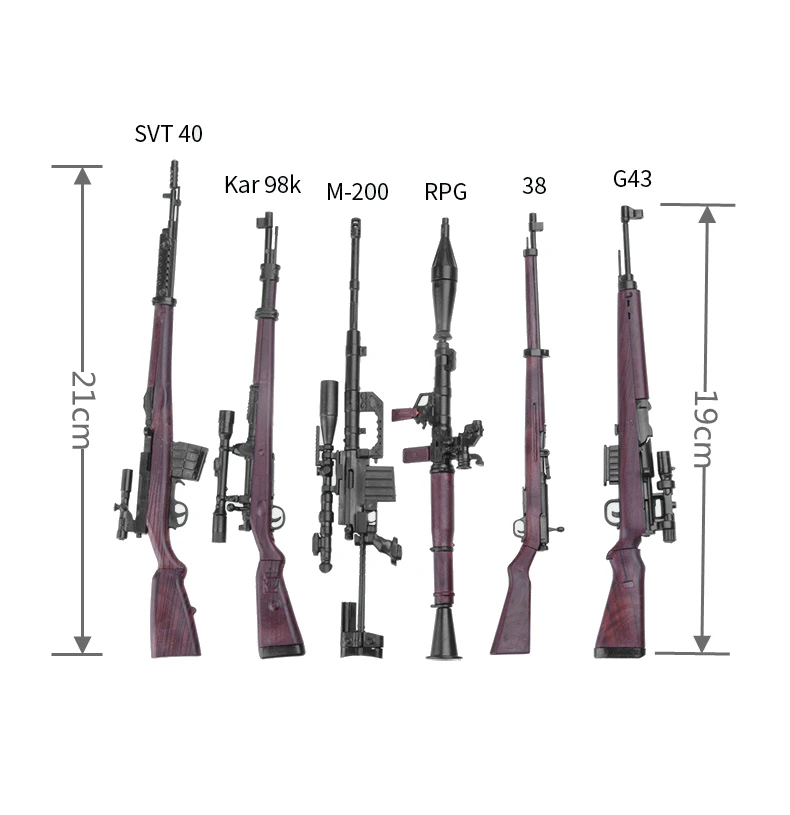 

6Pcs Guns Scale Modeling Kit 1/6 98k RPG Assembly Constructor Mini Rifle Pistol For Action Figures Plastic Weapons Models Set