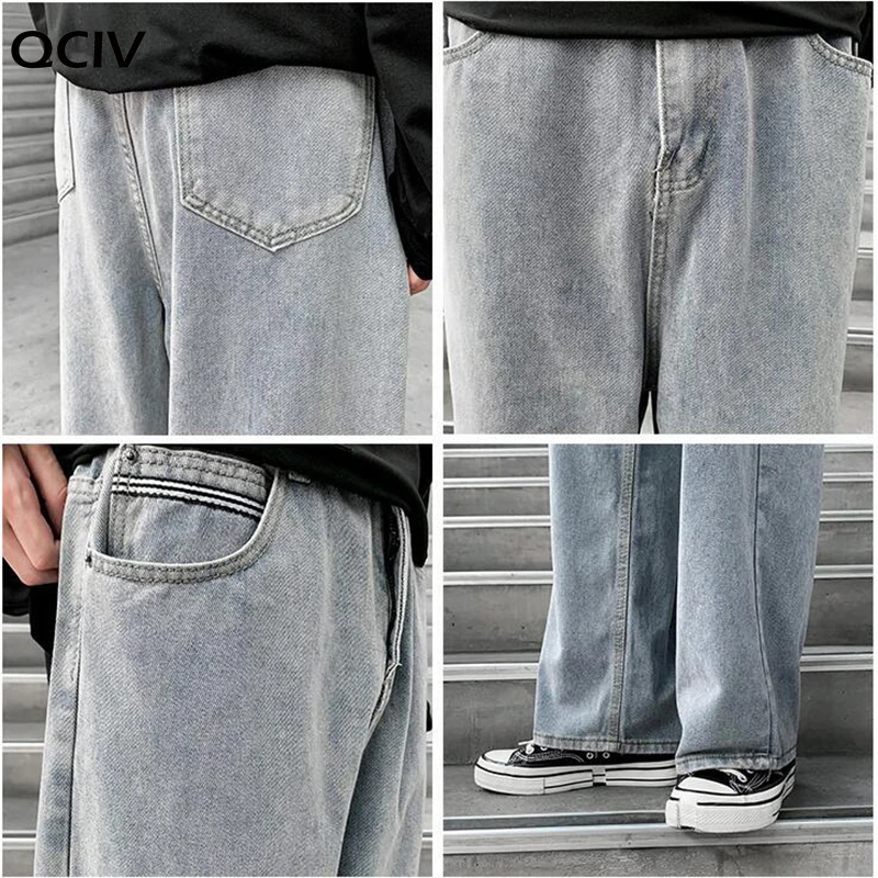 Spring Retro Denim Pants Men's Korean Straight Loose Fit Youth Versatile Wide Leg Casual Jeans