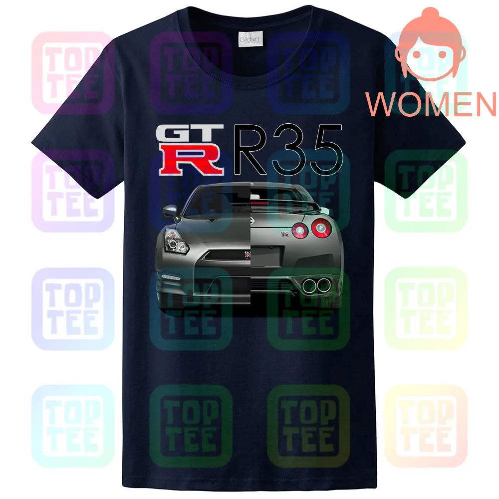 Women Navy NISSAN GTR Skyline R35 R32 R33 R34 двигатель Замена значок турбо футболка - Цвет: Women Navy