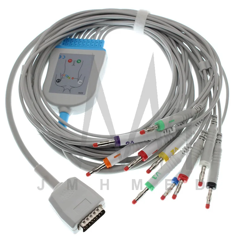Совместим с ShangHai Kohden EKG Monitor ECG-6511 ECG-6151 8110 P/K 6353 6403 6504 10 свинцовый кабель ECG без