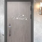 Добро пожаловать в наш домашний знак с бабочкой, таблички для дверей семьи, акриловые зеркальные наклейки на стену, самоклеящиеся наклейки, домашний декор