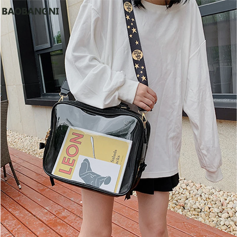 

Black Ita Bag Cute Backpack Girls Clear Front Pocket Transparent Rucksack Sweet Ita Shoulder Bag Women Jelly Itabag Bagpack