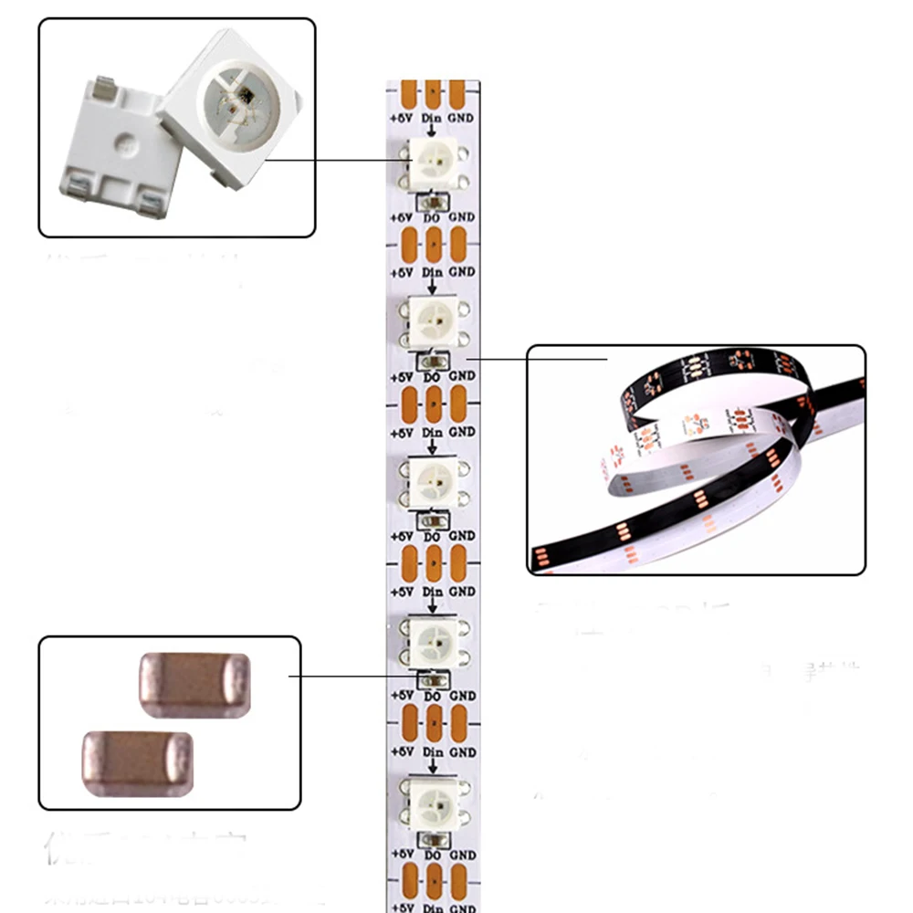 Светодиодная ленсветильник SMD5050 с драйвером чипа RGB 5 в постоянного тока WS2812B