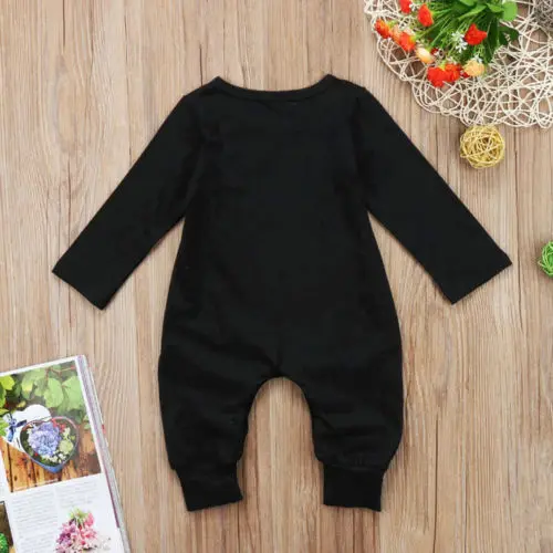 

Pudcoco 2020 Autumn 0-24M Infant Baby Boys MOM'S LITTLE BOY Long Sleeve Letter Print Romper Black Jumpsuit Outfit Clothes