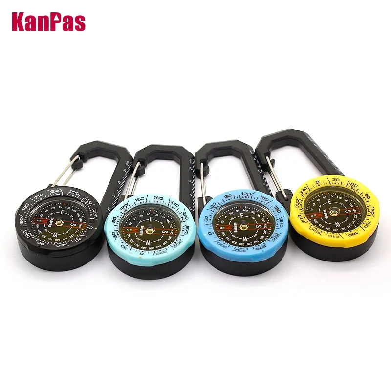 Kanpas Waterproof  Carabiner outdoor compass with luminous and 1-2-3system/Tourist compass / blue compass