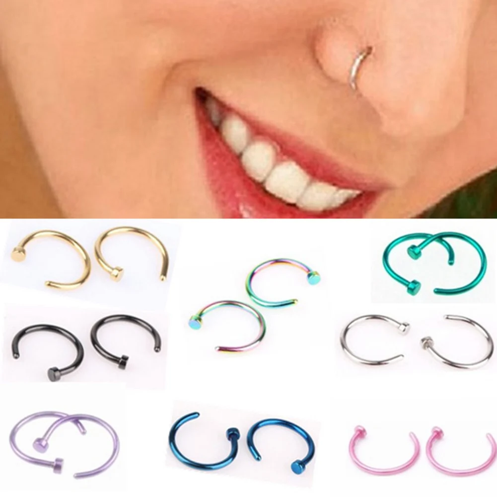 

1 Piece 6-10mm Trend Fake Septum Nose Ring Clip On Non Piercing Swirls Septum Colorful Nose Ring Faux Clicker Jewelry