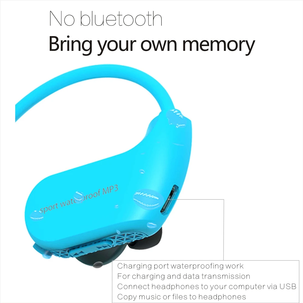 Наушники водонепроницаемые IPX8 MP3 плеер для плавания спортивные Hi-Fi наушники