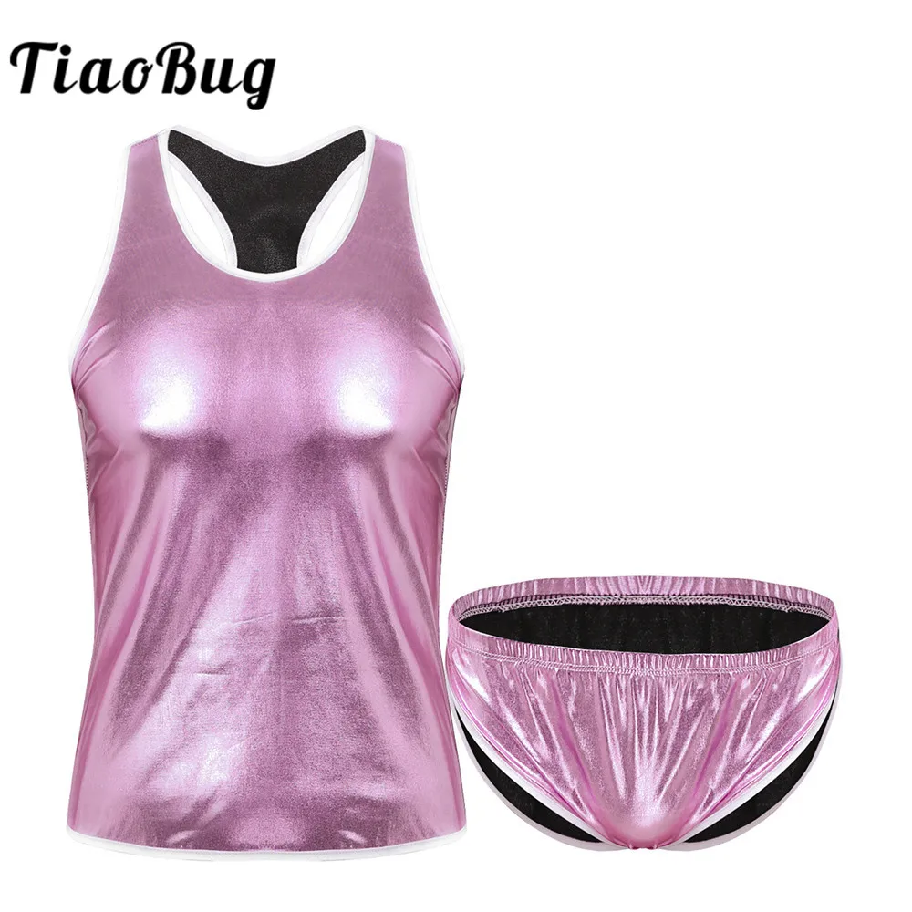 Мужские Блестящие майки с металлическим блеском и эластичной талией| |