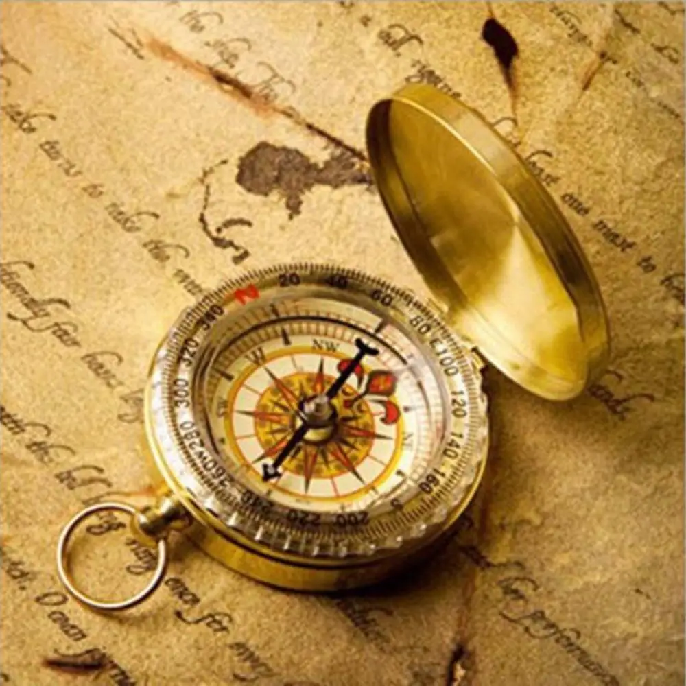 Лидер продаж 50% года светящийся медный Карманный компас в стиле ретро для