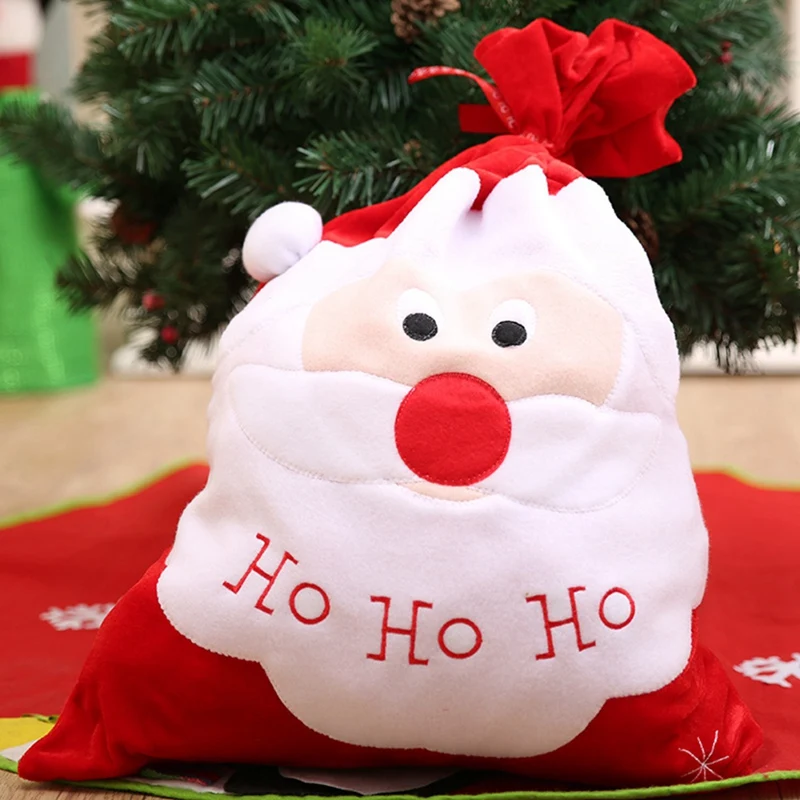 

5 Pcs Santa Claus Bag Drawstring Christmas Gift Bag, 4 Pcs Red & 1 Pcs White