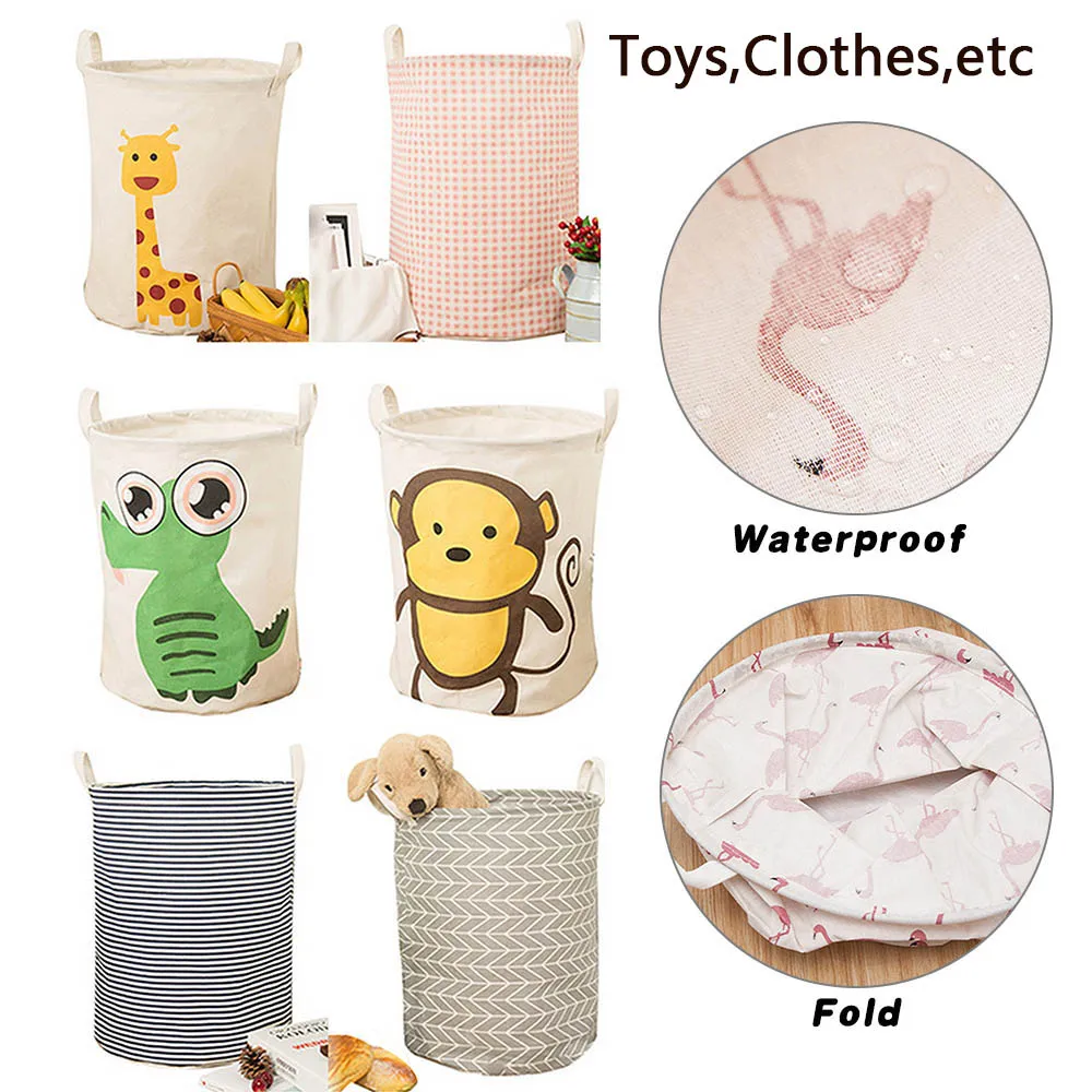 1pc Folding Collapsible Laundry Basket Large Capacity Bin Bucket Hamper Canvas Dirty Clothes Organizer With Handle | Дом и сад