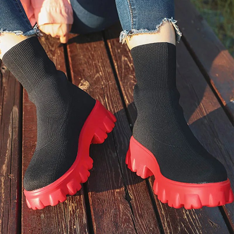 

Ankle boots women's socks boots thick-soled comfortable and breathable women's fashion all-match women's shoes outdoor non-slip