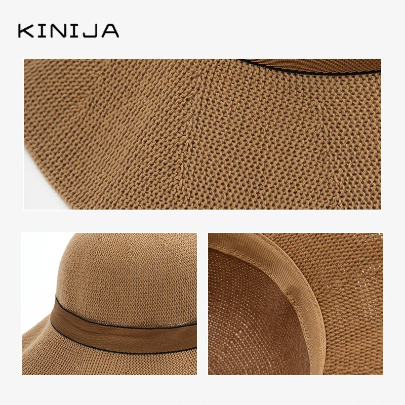 Летняя шляпа от солнца женская модная соломенная из хлопчатобумажной пряжи для