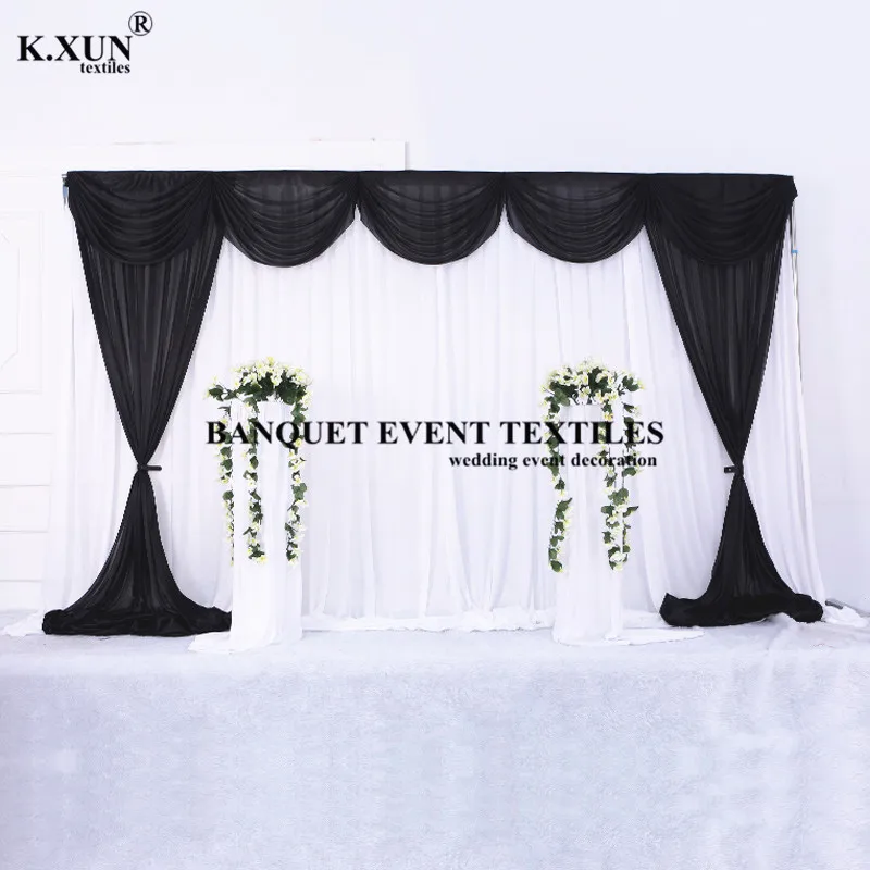 Tel&oacute;n de fondo de seda de hielo para boda, escenario con colores de Swag tel&oacute;n de fondo, decoraci&oacute;n para eventos y fiestas, 10 pies, 20 pies-0