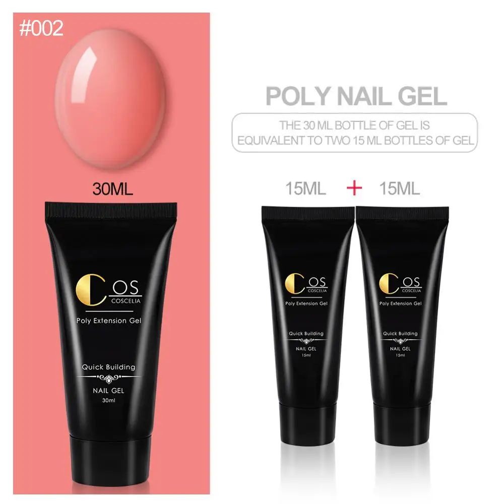 30ML 002 COSCELIA 30/15 мл полигель для ногтей акриловый строительный гель для наращивания ногтей строительный гель УФ лак для ногтей для маникюра дизайн ногтей - Цвет: 30ML 002