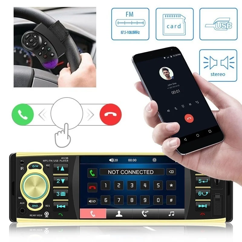 Автомобильный MP5 плеер с экраном 4 1 дюйма HD Bluetooth 1DIN громкая связь USB/AUX/FM стерео