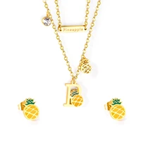 children jewelry set gold pendant necklace earrings set stainless steel jewelry set party gift