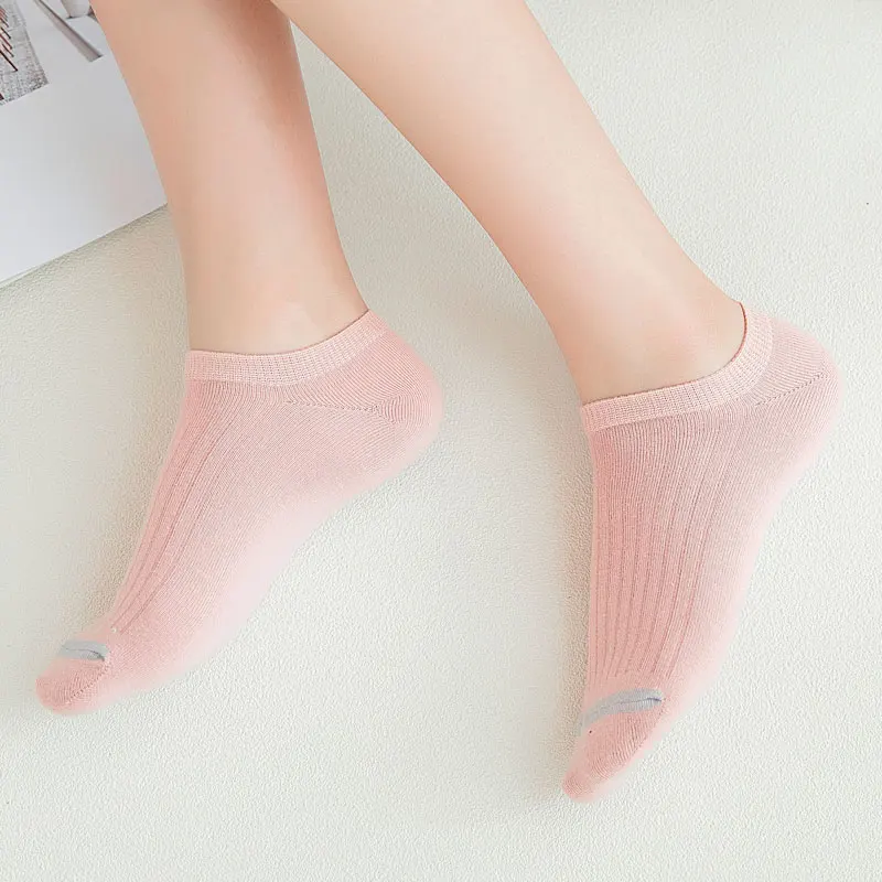 Белые розовые носки женские хлопковые низкие без показа Kawaii Harajuku модные