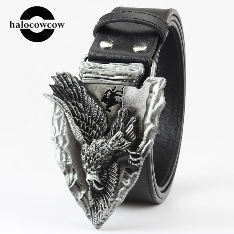 Кожаный Винтажный Мужской ремень новинка острый пряжка Орел украшение для