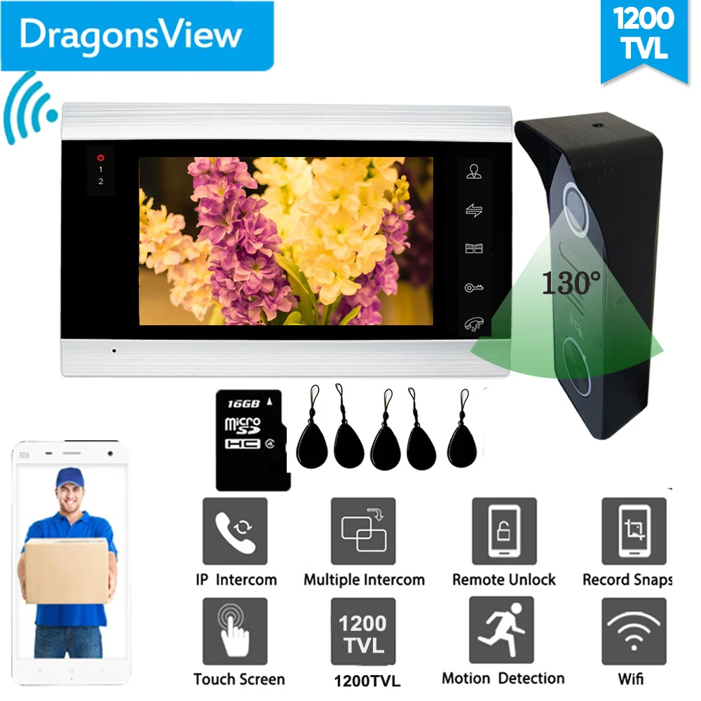 Видеодомофон dragonsview с Wi Fi и RFID картой беспроводной домашний домофон дверным