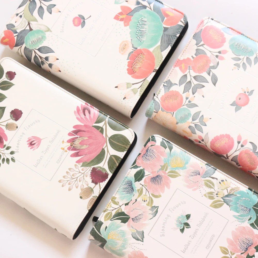Цветочный дизайн школьные спиральные блокноты на молнии тонкая кожаная записная