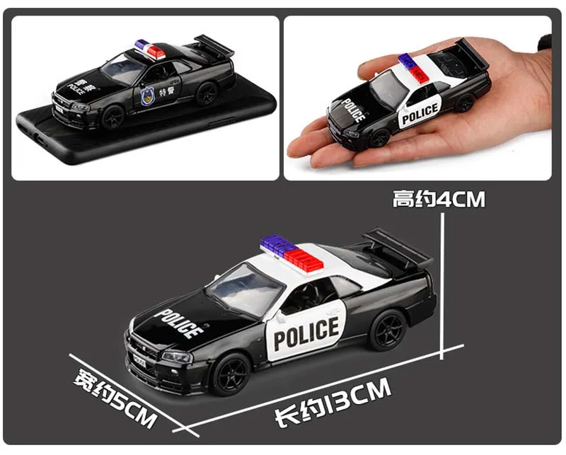 Модель автомобиля R34 игрушка из имитированного сплава с 2 дверцами возможностью